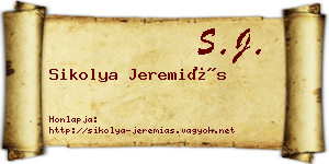 Sikolya Jeremiás névjegykártya